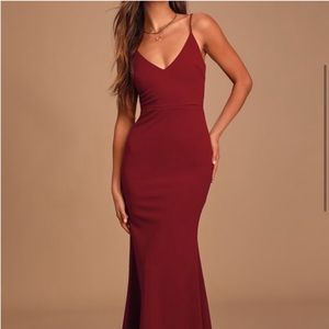 Lulus Infinite Glory Wine Red Maxi Dress; Size Small